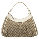GUCCI GG Canvas Abbey Hand Bag Beige Gold Auth 188567A-2