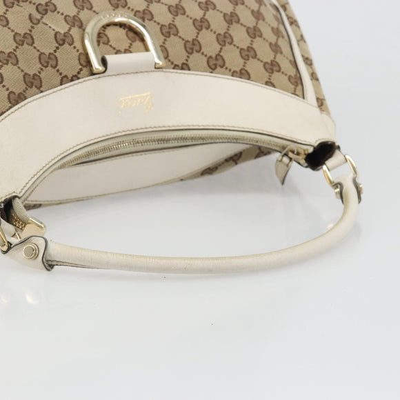 GUCCI GG Canvas Abbey Hand Bag Beige Gold Auth 188567A