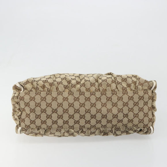 GUCCI GG Canvas Abbey Hand Bag Beige Gold Auth 188567A