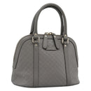 GUCCI Micro GG Canvas Guccissima Hand Bag Leather Gray Gold 449654 Auth 188568A-1
