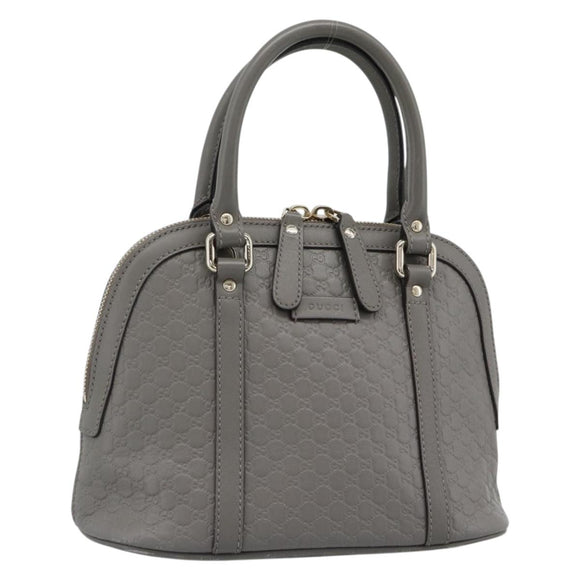 GUCCI Micro GG Canvas Guccissima Hand Bag Leather Gray Gold 449654 Auth 188568A
