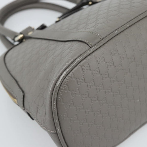 GUCCI Micro GG Canvas Guccissima Hand Bag Leather Gray Gold 449654 Auth 188568A