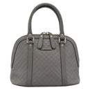 GUCCI Micro GG Canvas Guccissima Hand Bag Leather Gray Gold 449654 Auth 188568A-13