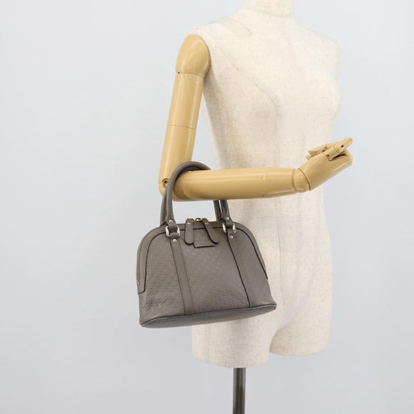 GUCCI Micro GG Canvas Guccissima Hand Bag Leather Gray Gold 449654 Auth 188568A