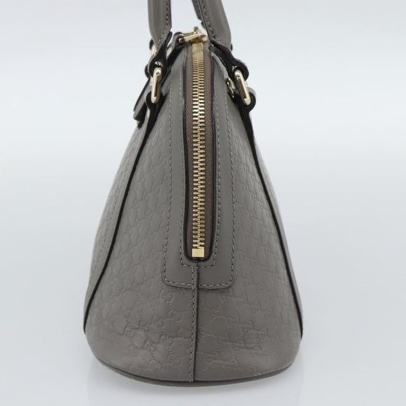 GUCCI Micro GG Canvas Guccissima Hand Bag Leather Gray Gold 449654 Auth 188568A