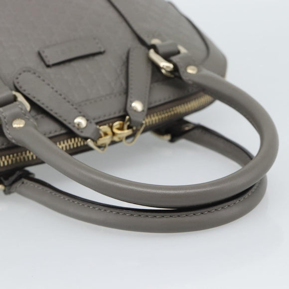 GUCCI Micro GG Canvas Guccissima Hand Bag Leather Gray Gold 449654 Auth 188568A