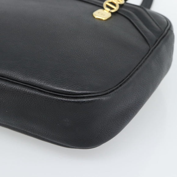 Christian Dior Shoulder Bag Leather Black Gold Auth 188570
