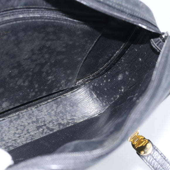 Christian Dior Shoulder Bag Leather Black Gold Auth 188570