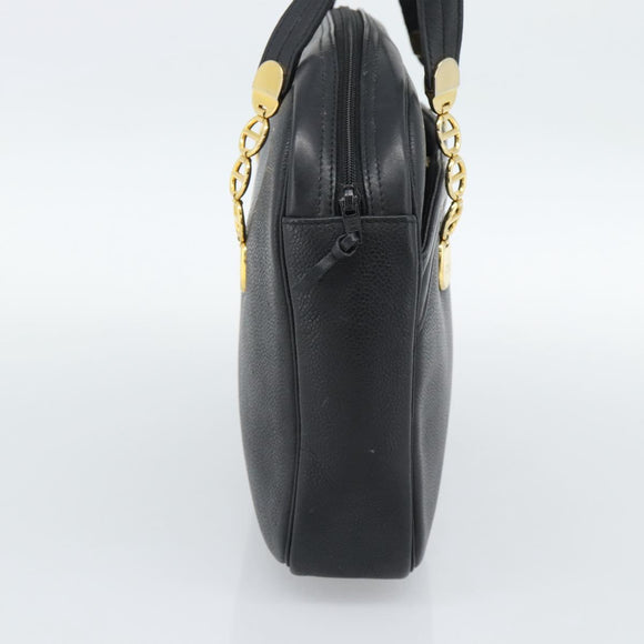 Christian Dior Shoulder Bag Leather Black Gold Auth 188570