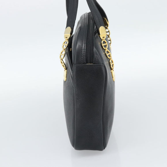 Christian Dior Shoulder Bag Leather Black Gold Auth 188570