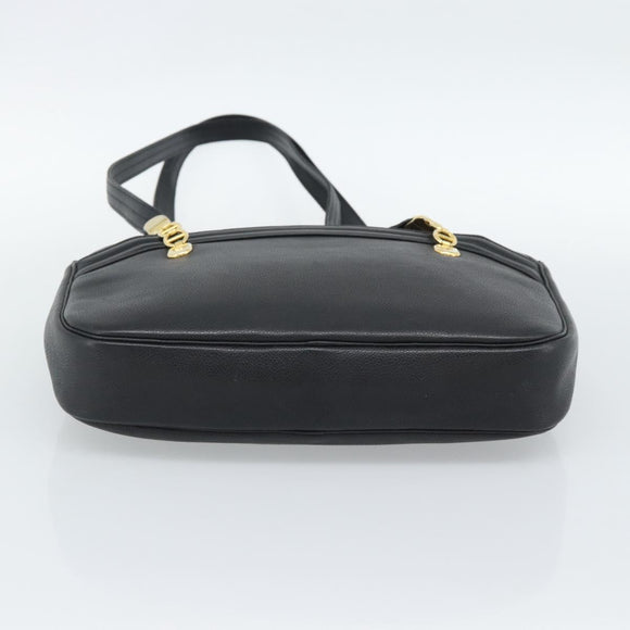 Christian Dior Shoulder Bag Leather Black Gold Auth 188570