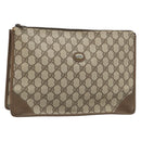 GUCCI GG Supreme Clutch Bag Clutch Bag PVC Beige Auth 188571-1