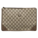 GUCCI GG Supreme Clutch Bag Clutch Bag PVC Beige Auth 188571-13