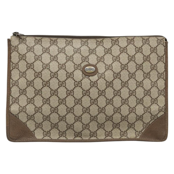 GUCCI GG Supreme Clutch Bag Clutch Bag PVC Beige Auth 188571