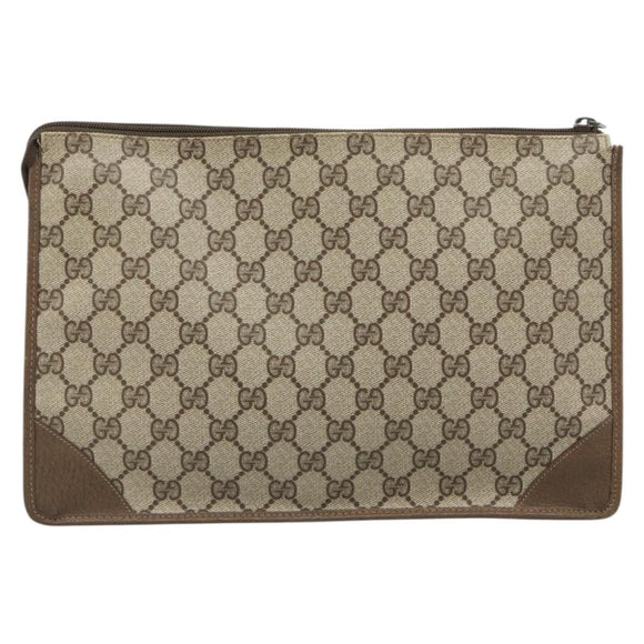 GUCCI GG Supreme Clutch Bag Clutch Bag PVC Beige Auth 188571
