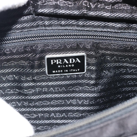 PRADA Hand Bag Nylon Black Silver Auth 188572
