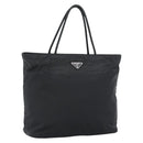 PRADA Hand Bag Nylon Black Silver Auth 188572-1