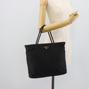 PRADA Hand Bag Nylon Black Silver Auth 188572-23