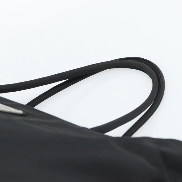 PRADA Hand Bag Nylon Black Silver Auth 188572