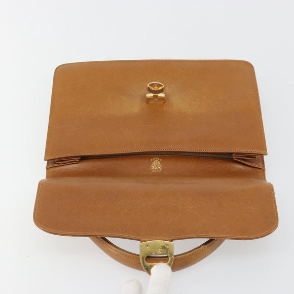 GUCCI Hand Bag Leather Beige Gold Auth 188578