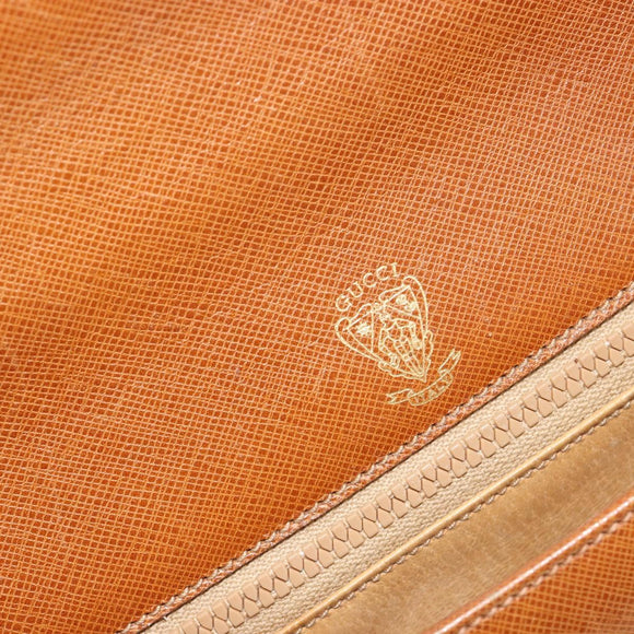 GUCCI Hand Bag Leather Beige Gold Auth 188578