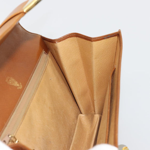 GUCCI Hand Bag Leather Beige Gold Auth 188578