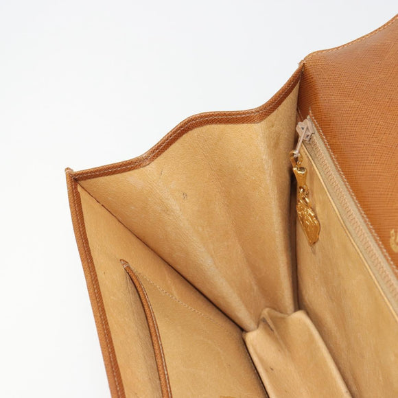 GUCCI Hand Bag Leather Beige Gold Auth 188578