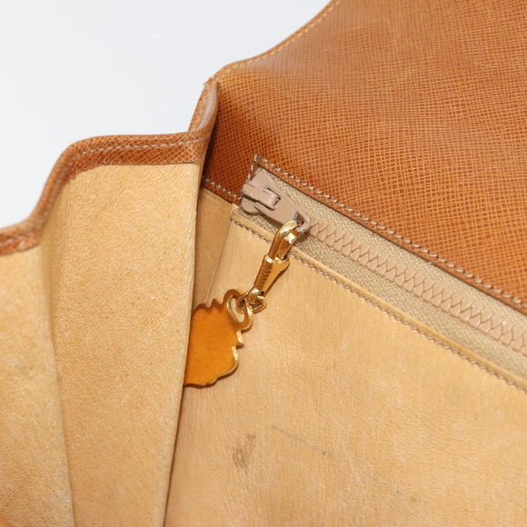 GUCCI Hand Bag Leather Beige Gold Auth 188578