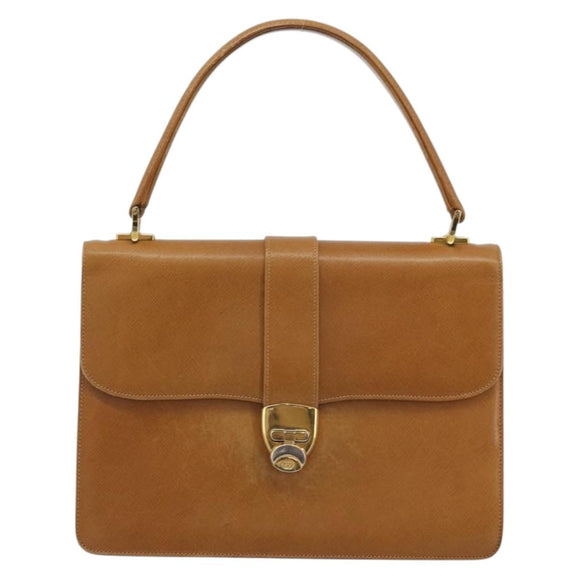 GUCCI Hand Bag Leather Beige Gold Auth 188578