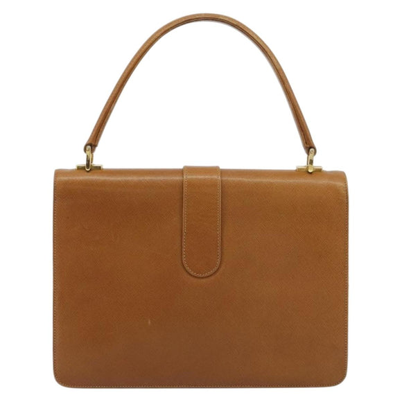 GUCCI Hand Bag Leather Beige Gold Auth 188578