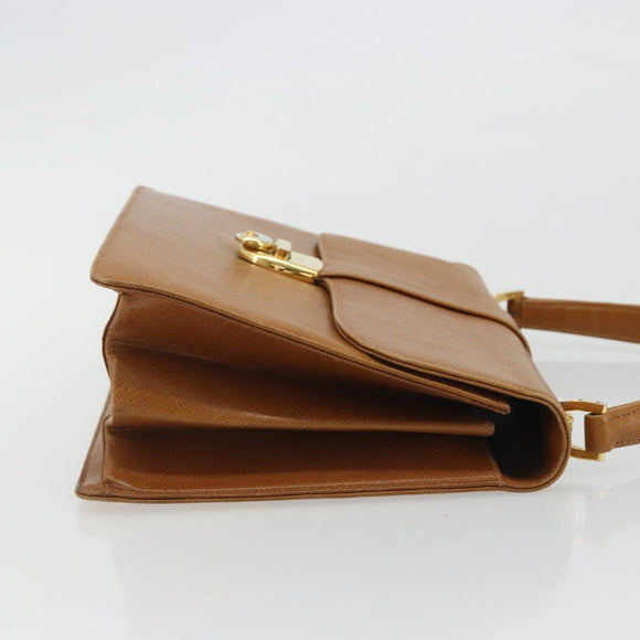 GUCCI Hand Bag Leather Beige Gold Auth 188578