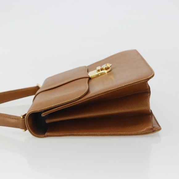 GUCCI Hand Bag Leather Beige Gold Auth 188578