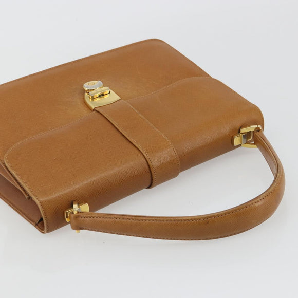 GUCCI Hand Bag Leather Beige Gold Auth 188578