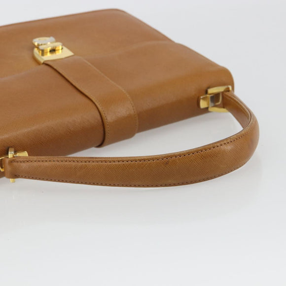 GUCCI Hand Bag Leather Beige Gold Auth 188578