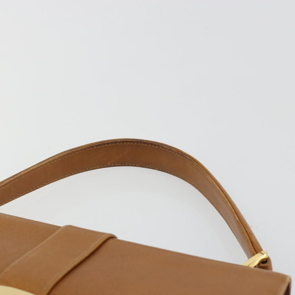 GUCCI Hand Bag Leather Beige Gold Auth 188578