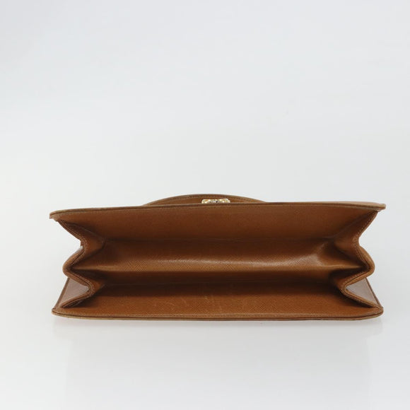 GUCCI Hand Bag Leather Beige Gold Auth 188578
