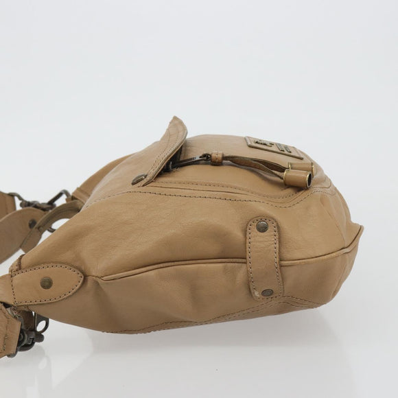 BURBERRY Blue Label Shoulder Bag Leather 2way Beige Auth 188582