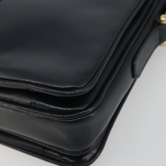 GIVENCHY Schoudertas Leer Marine Goud Auth 188588