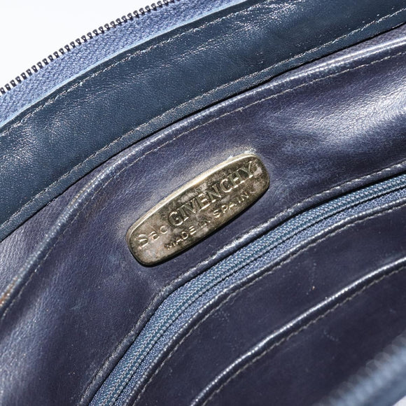 GIVENCHY Schoudertas Leer Marine Goud Auth 188588