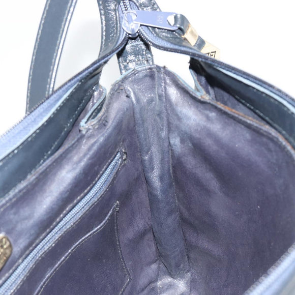 GIVENCHY Schoudertas Leer Marine Goud Auth 188588
