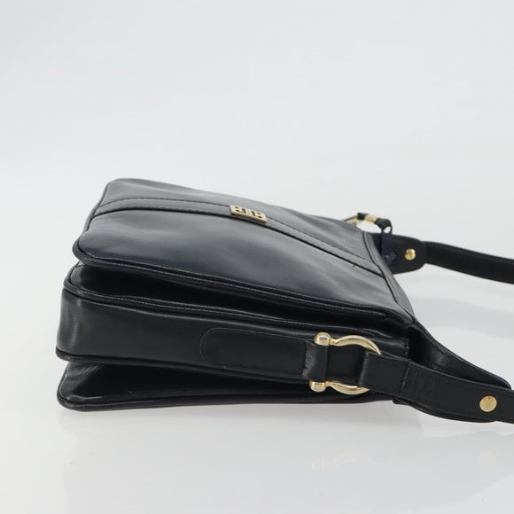 GIVENCHY Schoudertas Leer Marine Goud Auth 188588