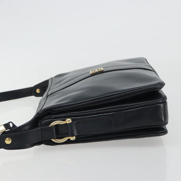 GIVENCHY Schoudertas Leer Marine Goud Auth 188588