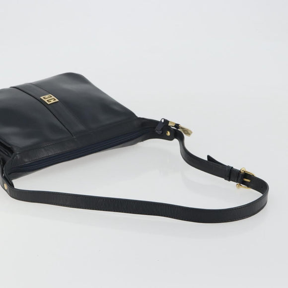 GIVENCHY Schoudertas Leer Marine Goud Auth 188588