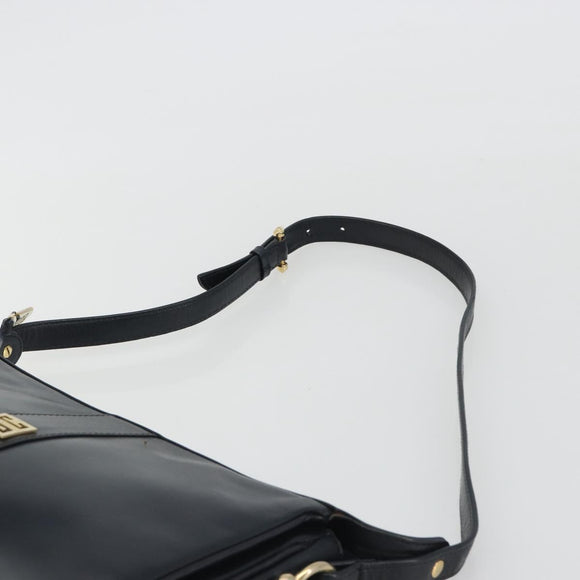 GIVENCHY Schoudertas Leer Marine Goud Auth 188588