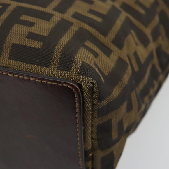 FENDI Zucca Canvas Tote Bag Black Brown Auth 188589