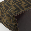 FENDI Zucca Canvas Tote Bag Black Brown Auth 188589-14