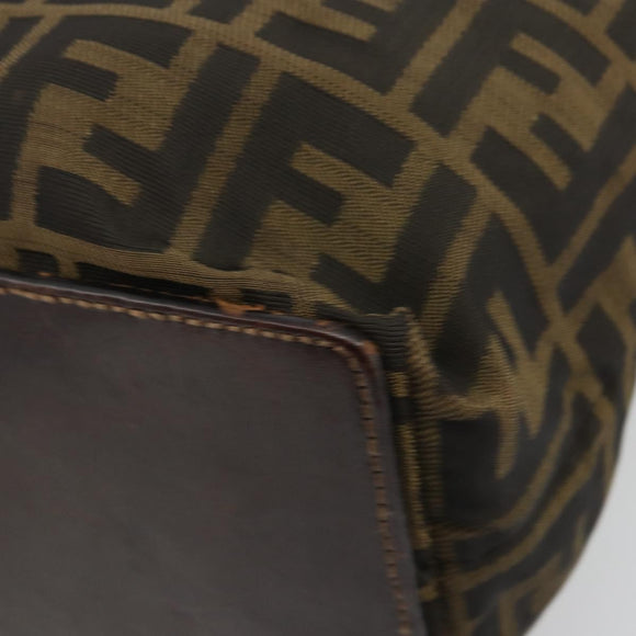 FENDI Zucca Canvas Tote Bag Black Brown Auth 188589