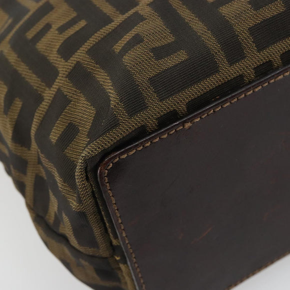FENDI Zucca Canvas Tote Bag Black Brown Auth 188589