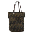 FENDI Zucca Canvas Tote Bag Black Brown Auth 188589-1