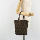 FENDI Zucca Canvas Tote Bag Black Brown Auth 188589-20
